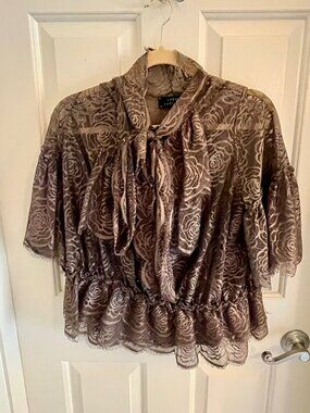 Robert Rodriguez gray flower blouse